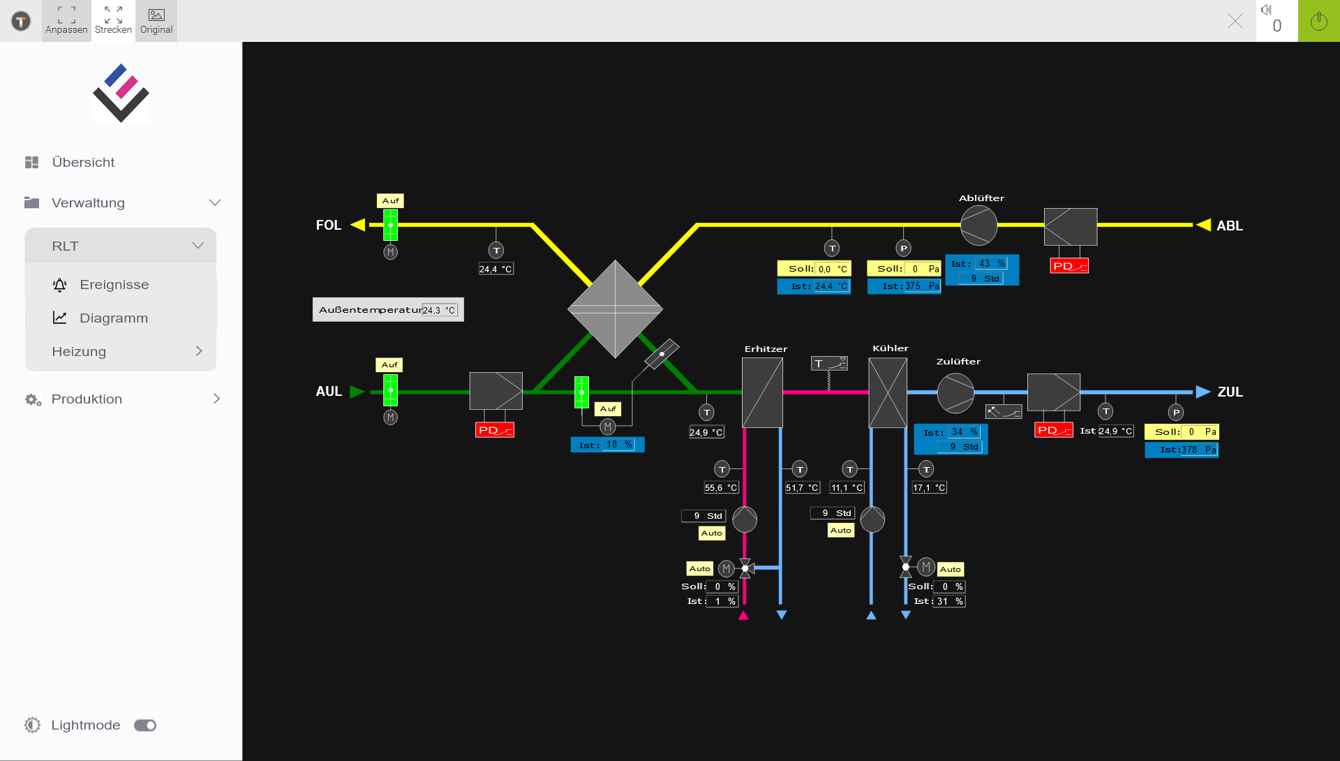 Darkmode Schema ControlMaestro Titanium